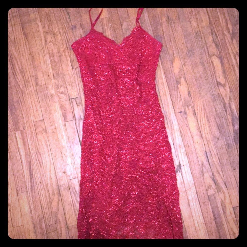 Red sparkly sexy dance dress